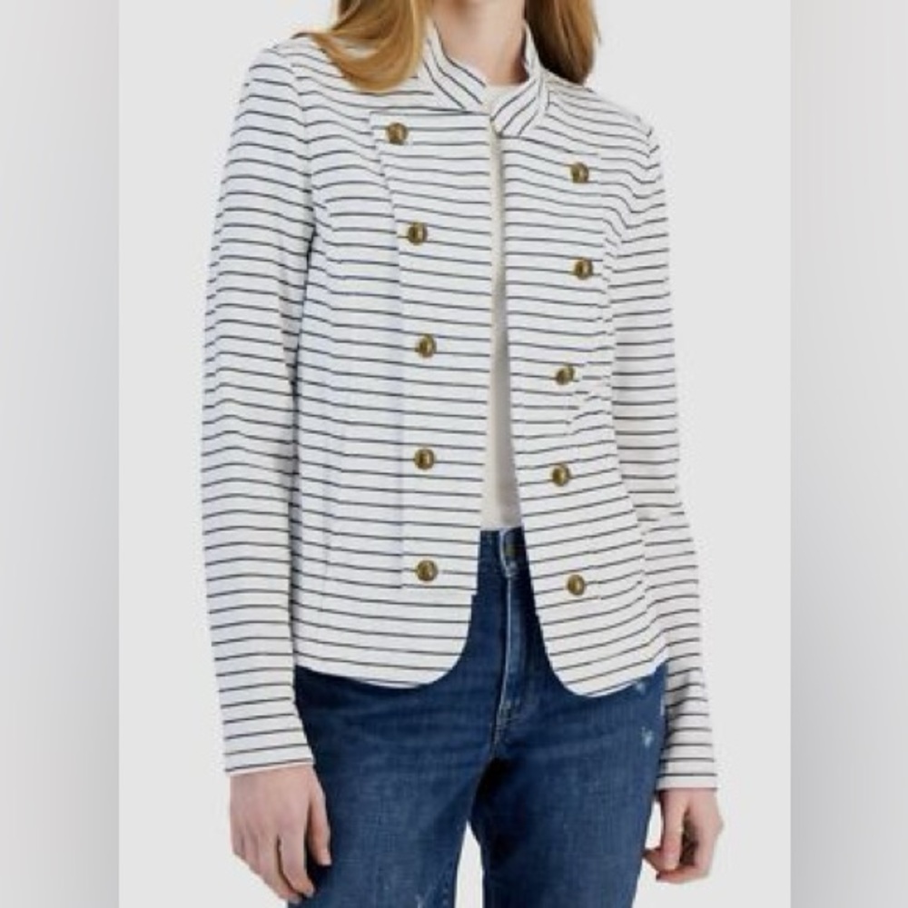 NWOT Tommy Hilfiger Women's Striped Military-Style Open-Front Band Jacket Small - Picture 2 of 9